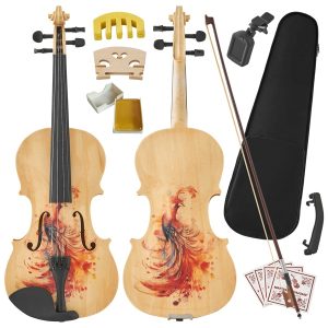 Violín profesional 4/4 de tamaño completo: sonido premium, diseño duradero y liviano con accesorios completos, acabado artesanal exquisito, regalo único ideal para músicos.