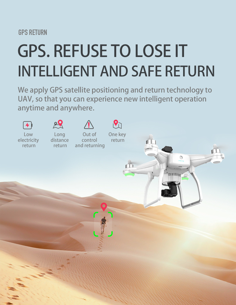 Drone con GPS dual y cardán mecánico de tres ejes 4K HD con láser para evitar obstáculos - Imagen 5