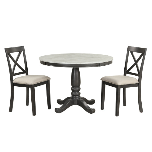 Orisfur. Juego de mesa y sillas de comedor de 5 piezas para 4 personas, mesa de madera maciza para cocina con 4 sillas. - Imagen 7