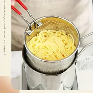Mini Freidora de Acero Inoxidable con Filtro, Olla Pequeña para Freír Papas Fritas y Alitas de Pollo, Sartén para Tempura